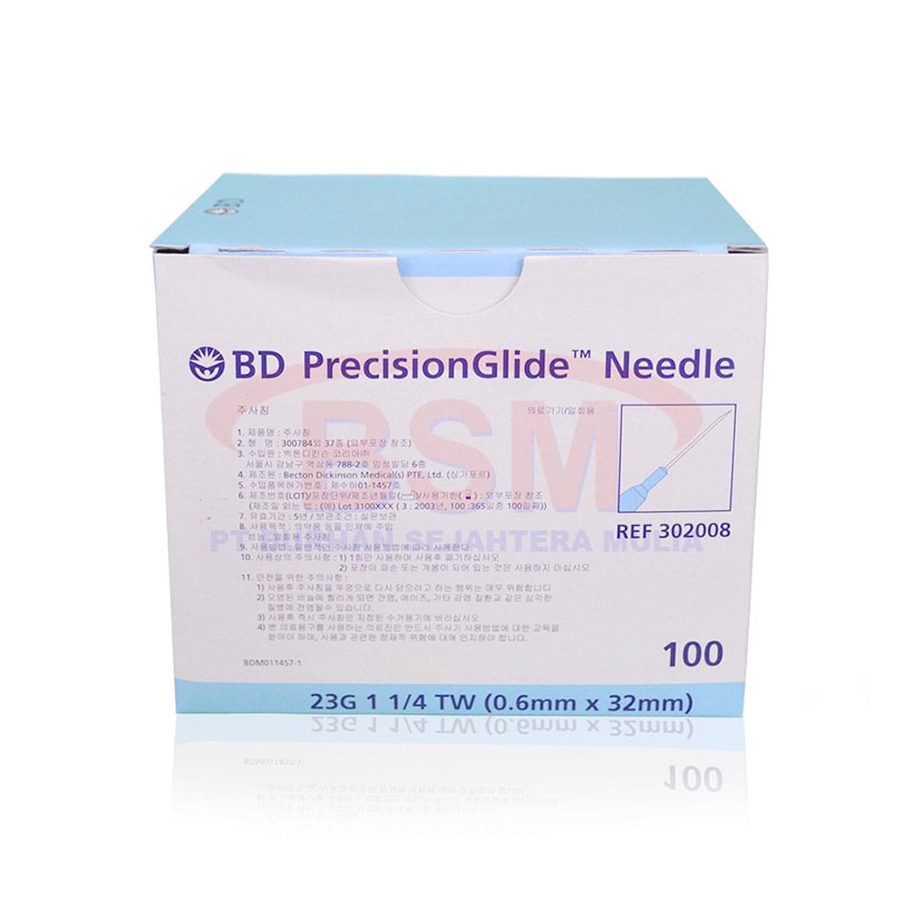 Jarum Suntik BD 23G 1.25 Inch (0.6x32mm) Original – Disposable Needle (100pcs)
